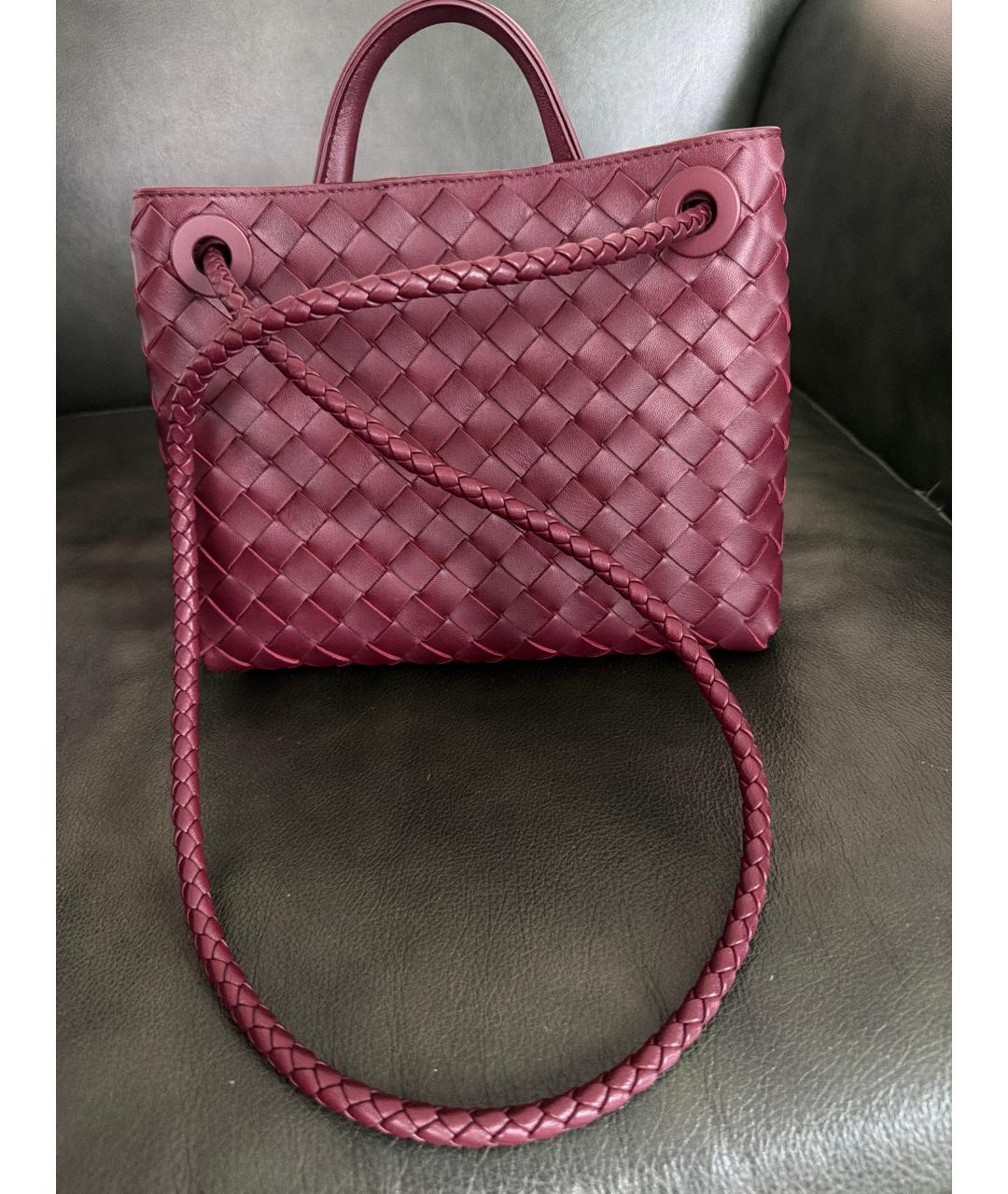 BOTTEGA VENETA Бордовая кожаная сумка тоут, фото 2