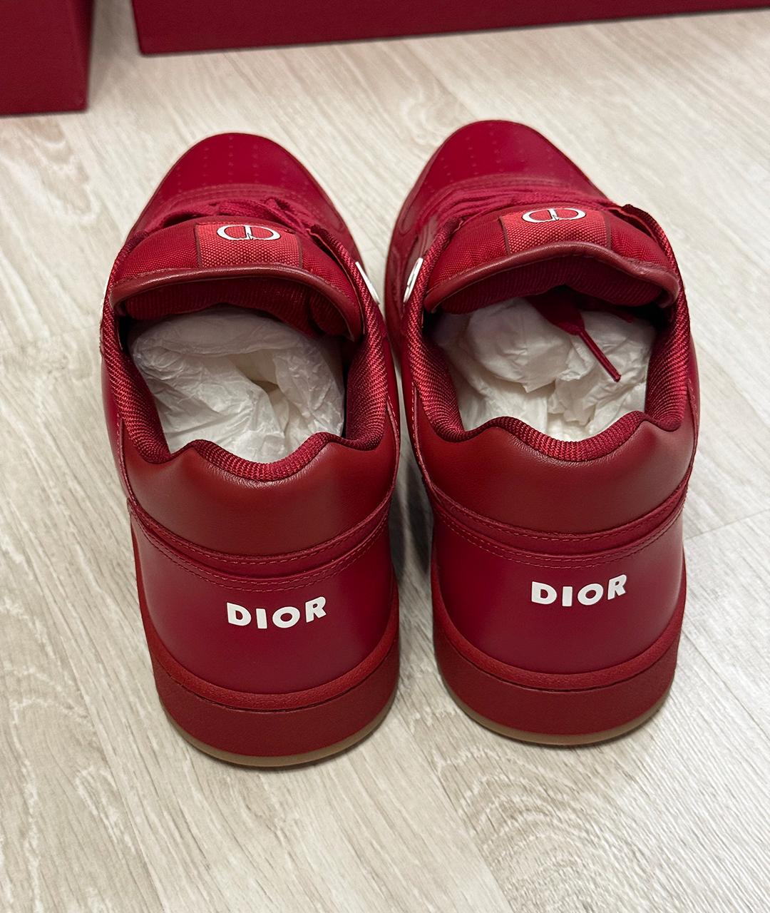 CHRISTIAN DIOR Красные кожаные низкие кроссовки / кеды, фото 7