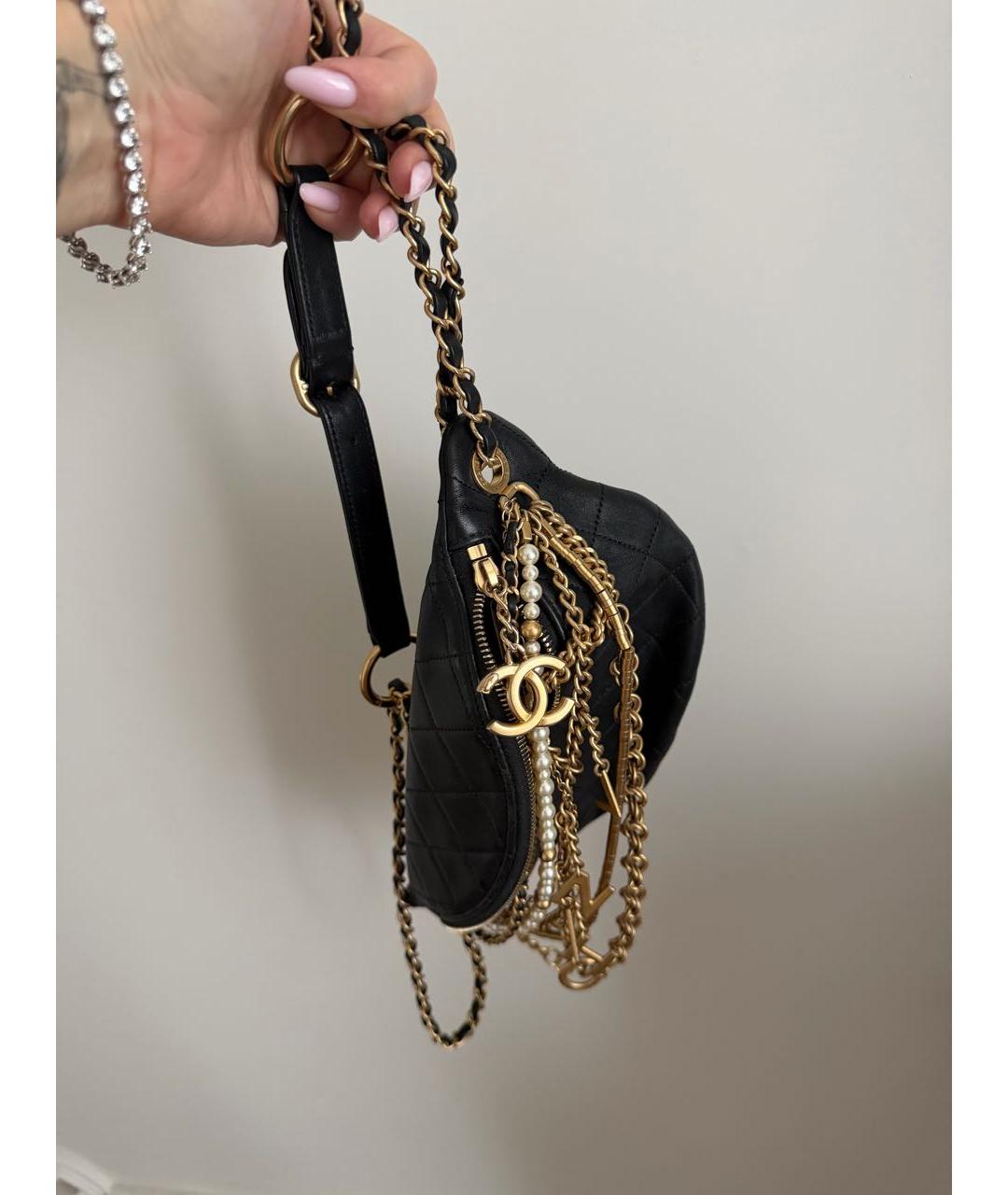 CHANEL Черная кожаная поясная сумка, фото 4