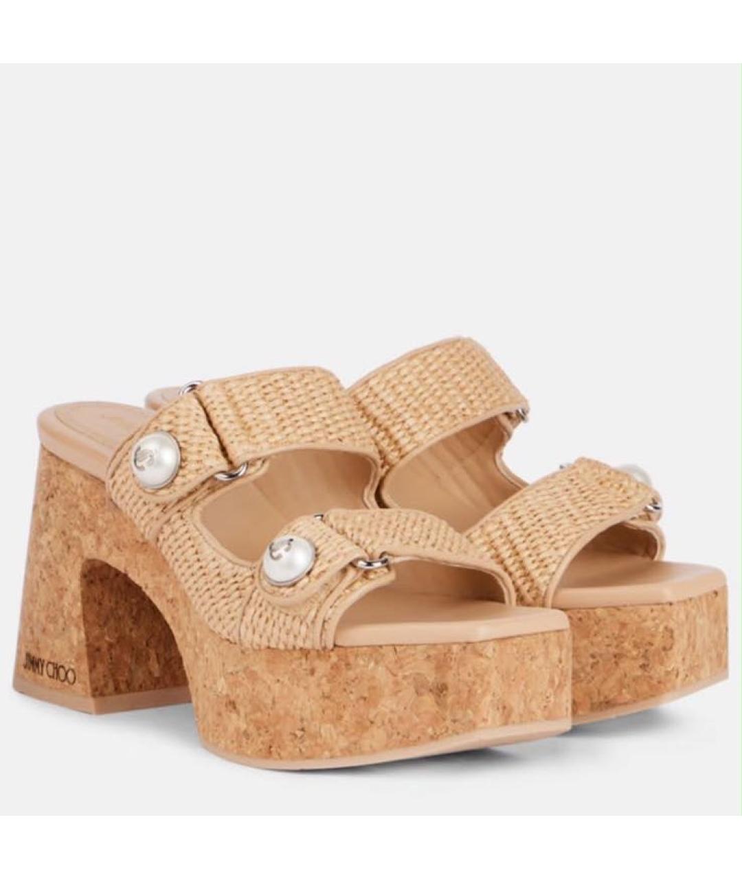 JIMMY CHOO Бежевые мюли, фото 2