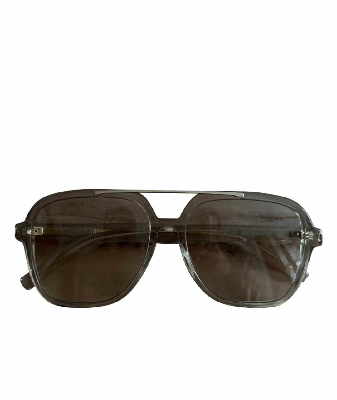SAINT LAURENT Бежевые пластиковые солнцезащитные очки, фото 1