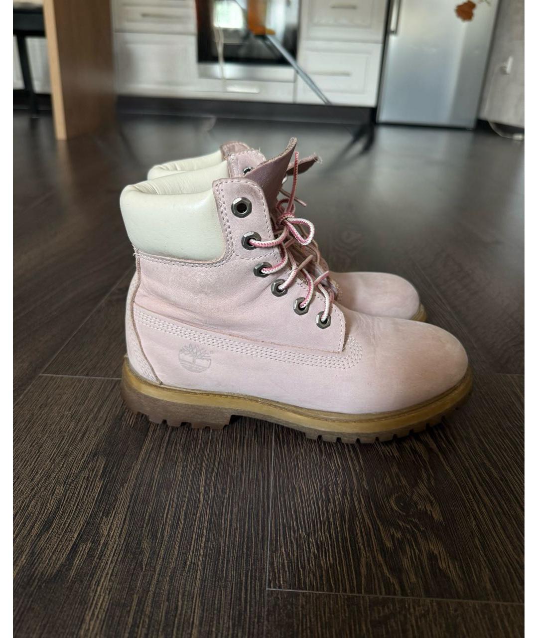 TIMBERLAND Розовые нубуковые ботинки, фото 5