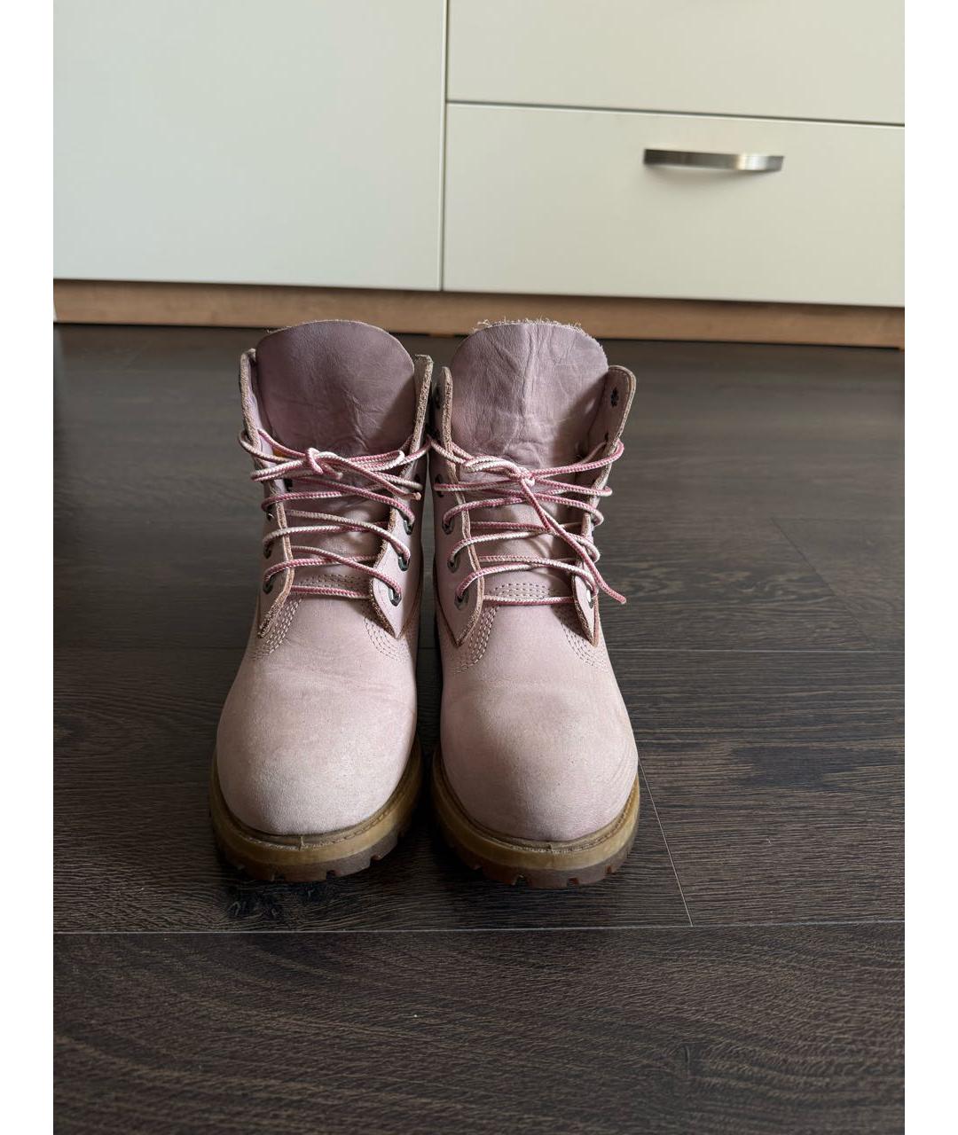 TIMBERLAND Розовые нубуковые ботинки, фото 2