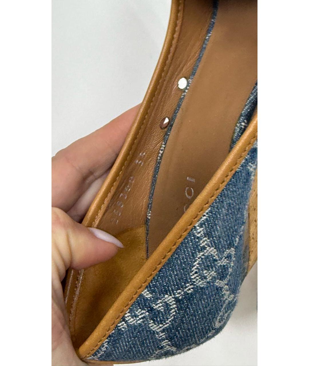 GUCCI Синие текстильные босоножки, фото 6