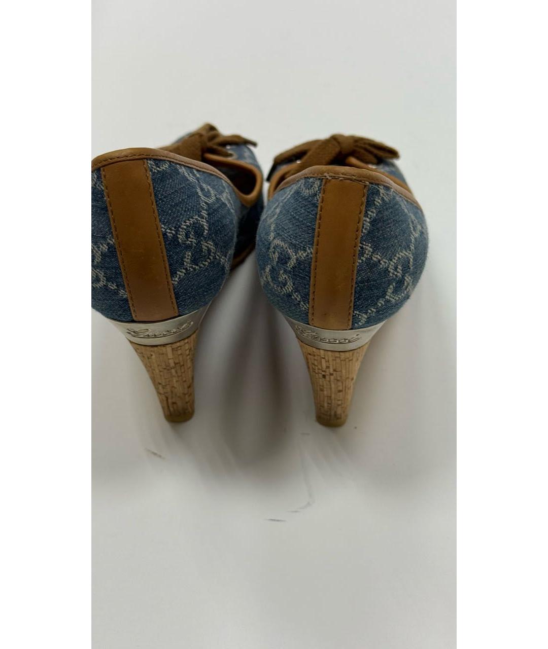 GUCCI Синие текстильные босоножки, фото 4