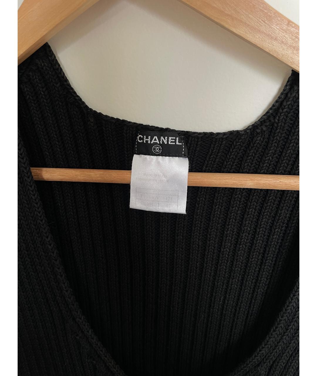 CHANEL Черная хлопковая майка, фото 3