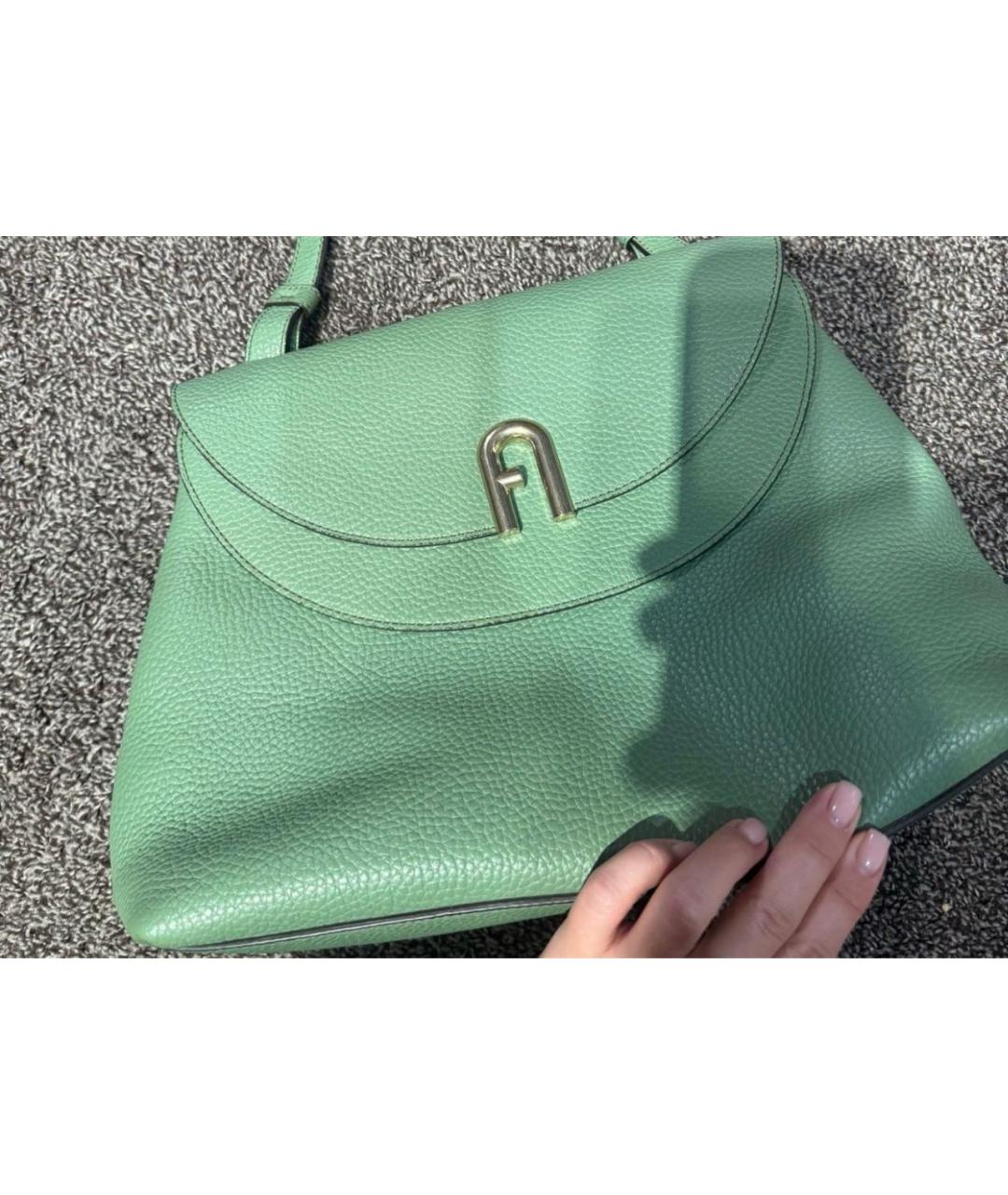 FURLA Салатовая кожаная сумка тоут, фото 9