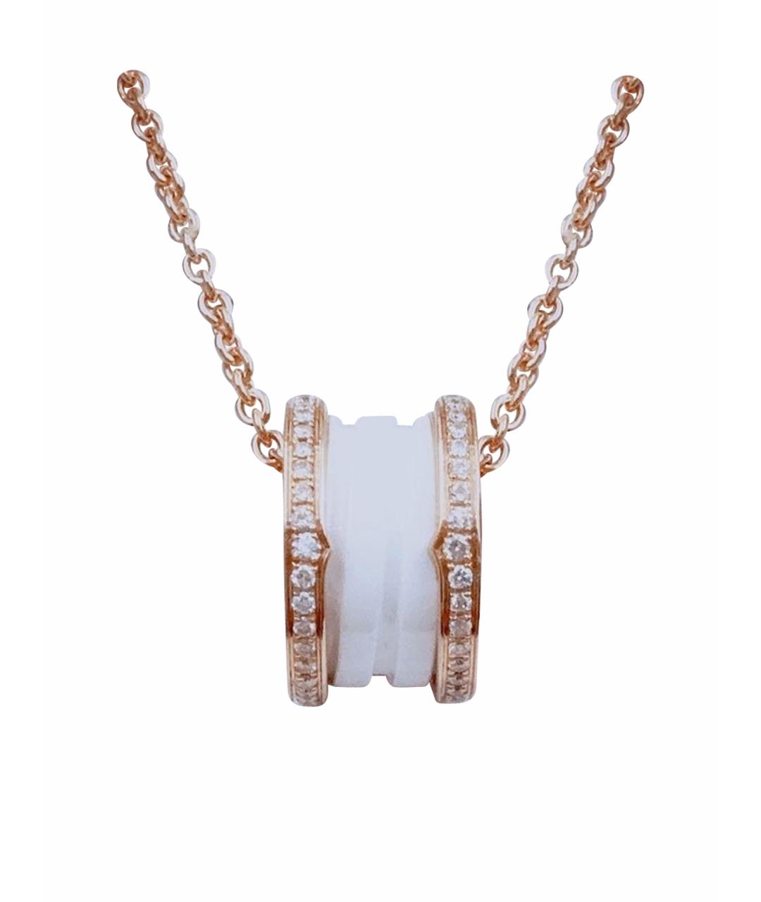 BVLGARI Белая подвеска из розового золота, фото 1
