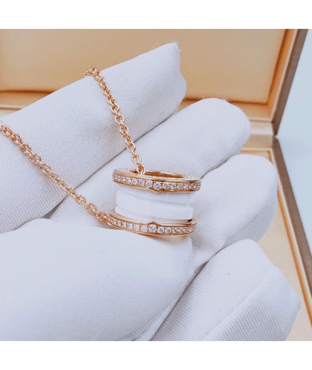 BVLGARI Белая подвеска из розового золота, фото 5