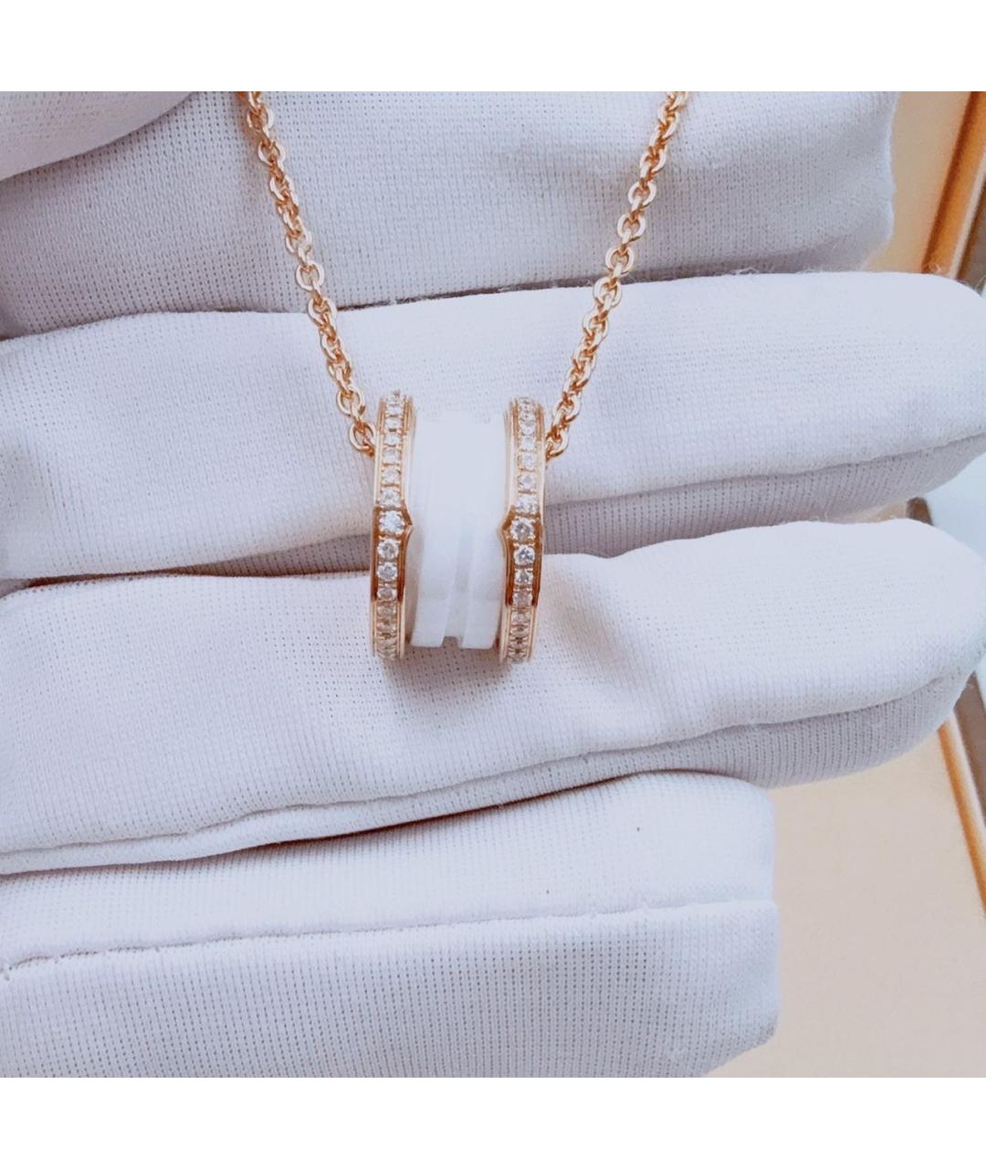BVLGARI Белая подвеска из розового золота, фото 8