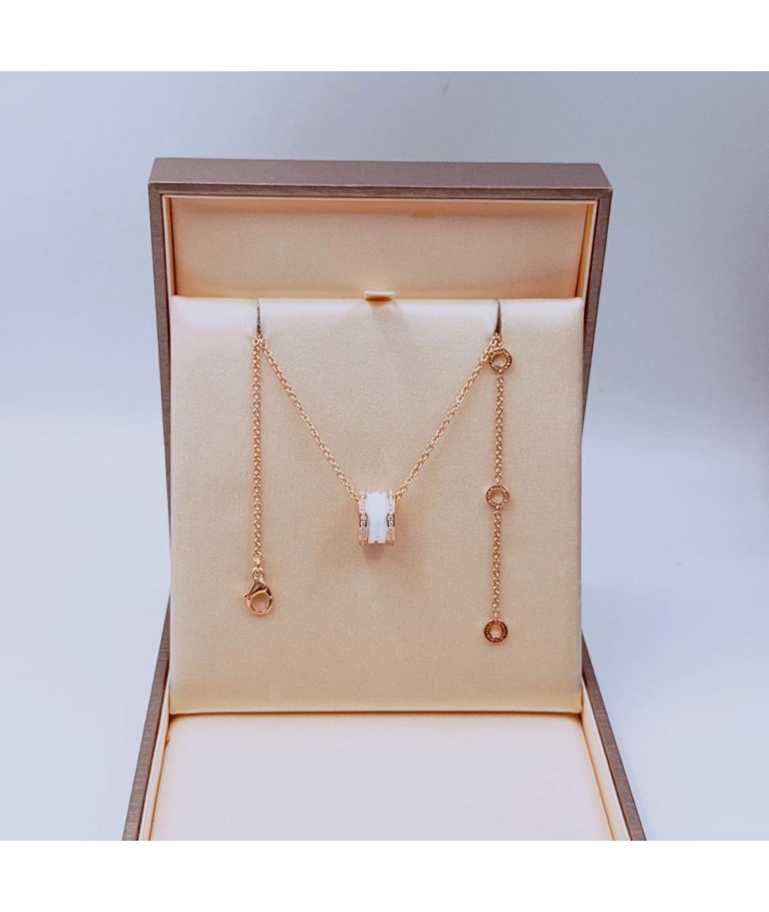 BVLGARI Белая подвеска из розового золота, фото 2
