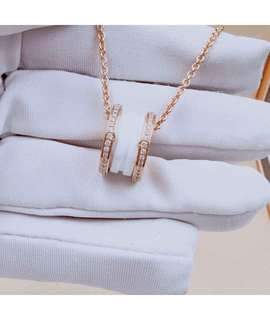 BVLGARI Белая подвеска из розового золота, фото 3