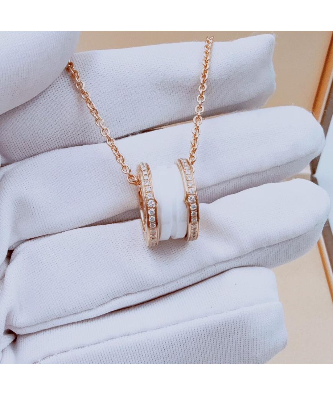 BVLGARI Белая подвеска из розового золота, фото 4