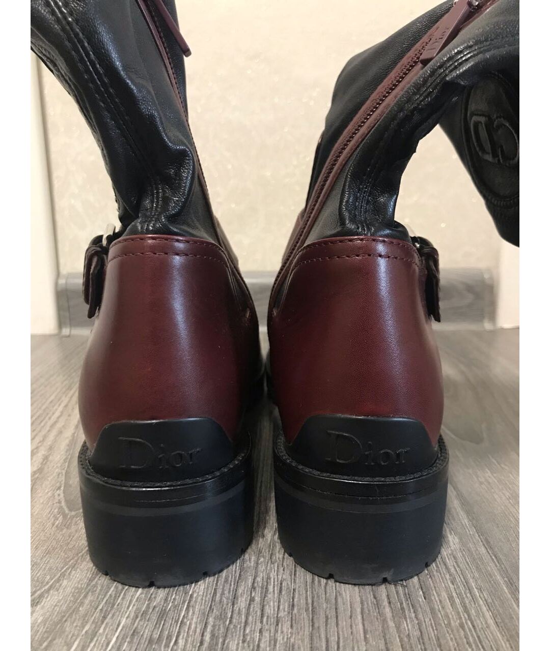 CHRISTIAN DIOR PRE-OWNED Бордовые кожаные сапоги, фото 4