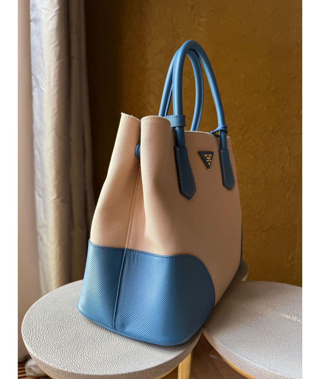 PRADA Бежевая тканевая сумка тоут, фото 2