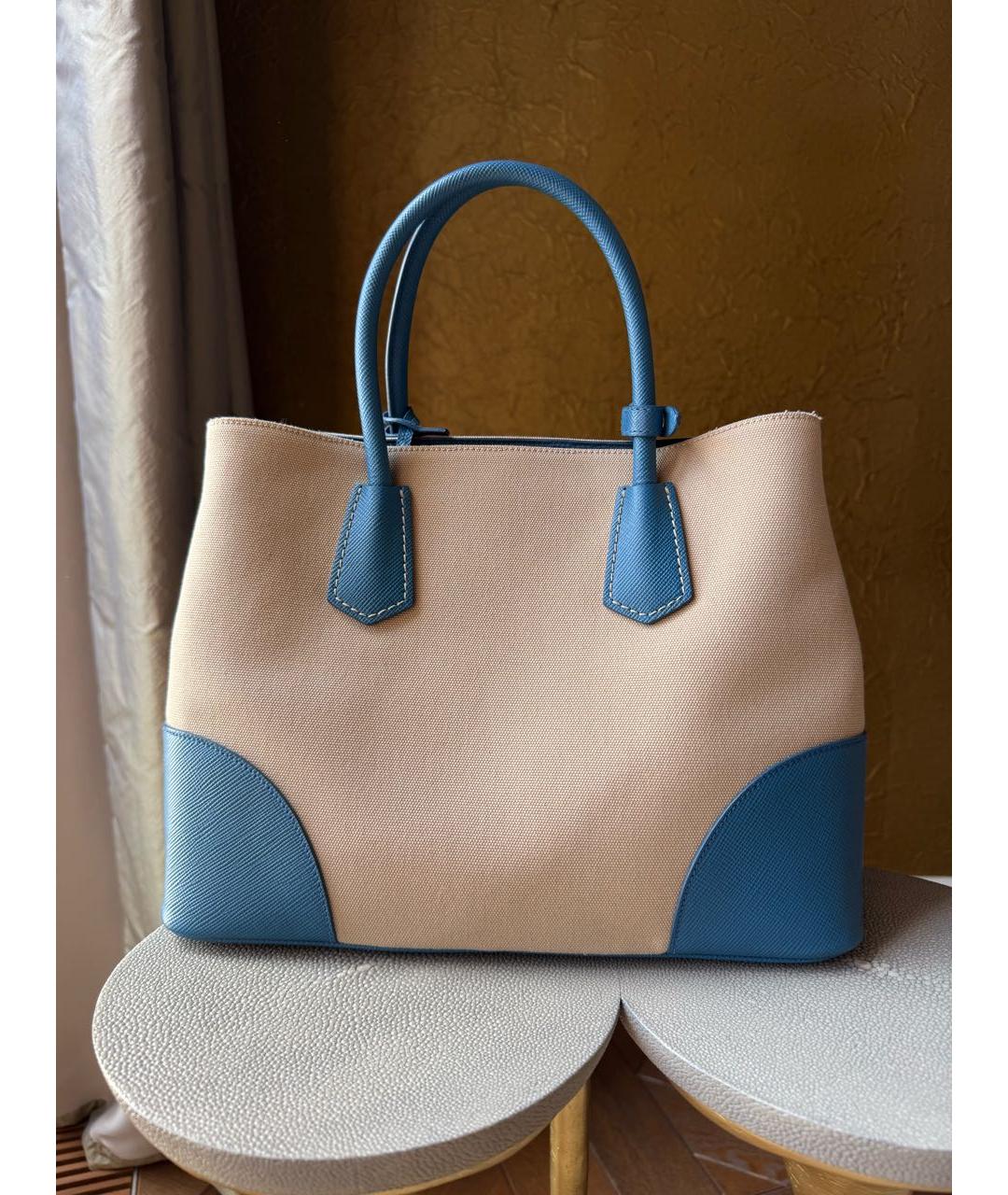 PRADA Бежевая тканевая сумка тоут, фото 3