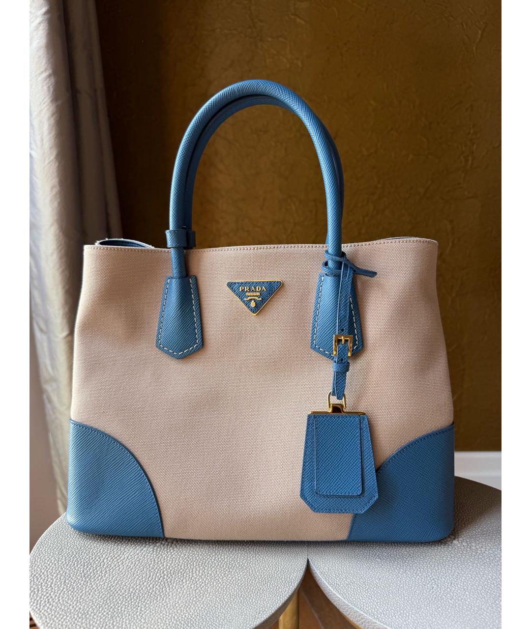 PRADA Бежевая тканевая сумка тоут, фото 5