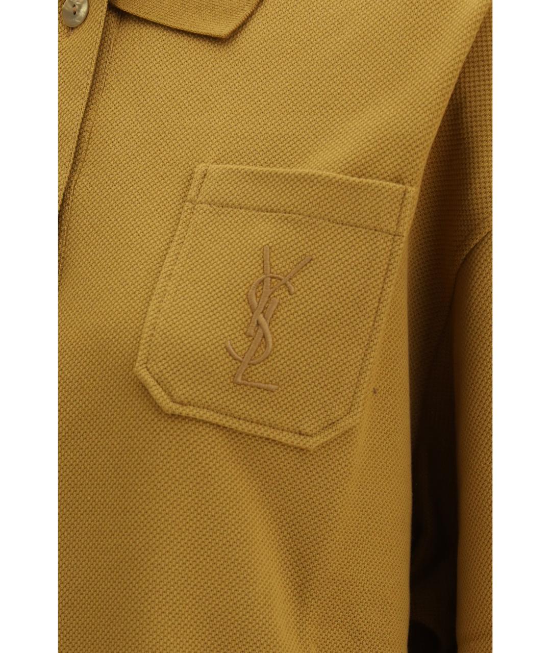 SAINT LAURENT Горчичная хлопковая футболка, фото 3