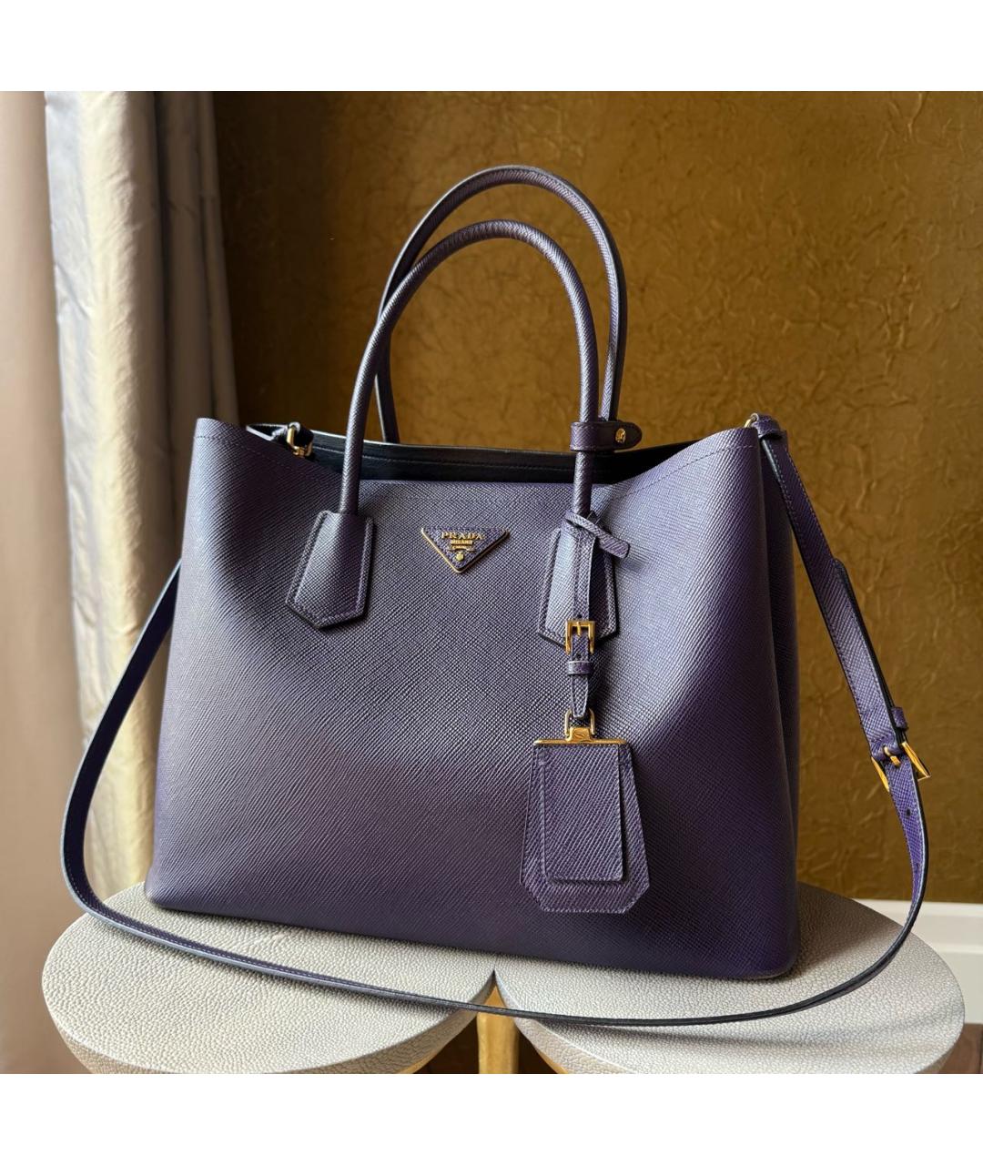 PRADA Фиолетовая кожаная сумка тоут, фото 5