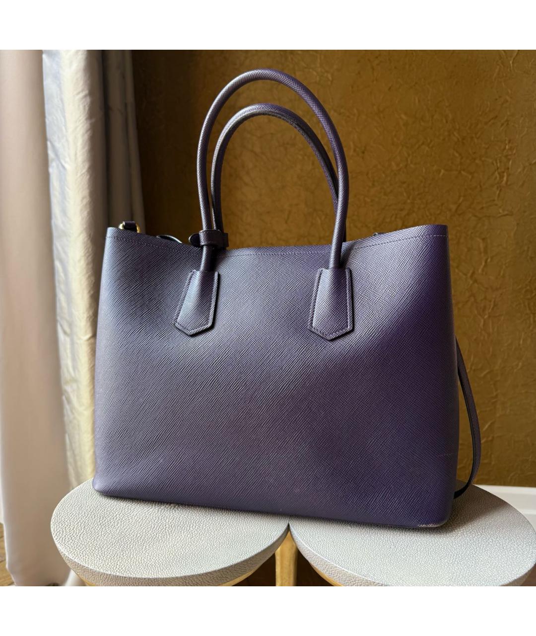 PRADA Фиолетовая кожаная сумка тоут, фото 3