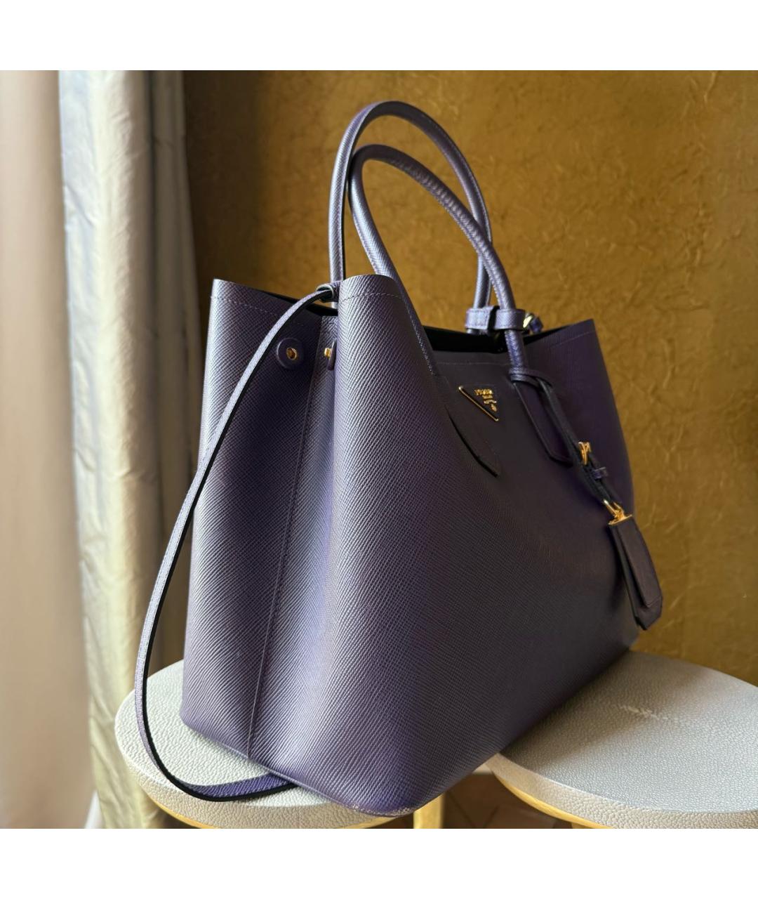 PRADA Фиолетовая кожаная сумка тоут, фото 2