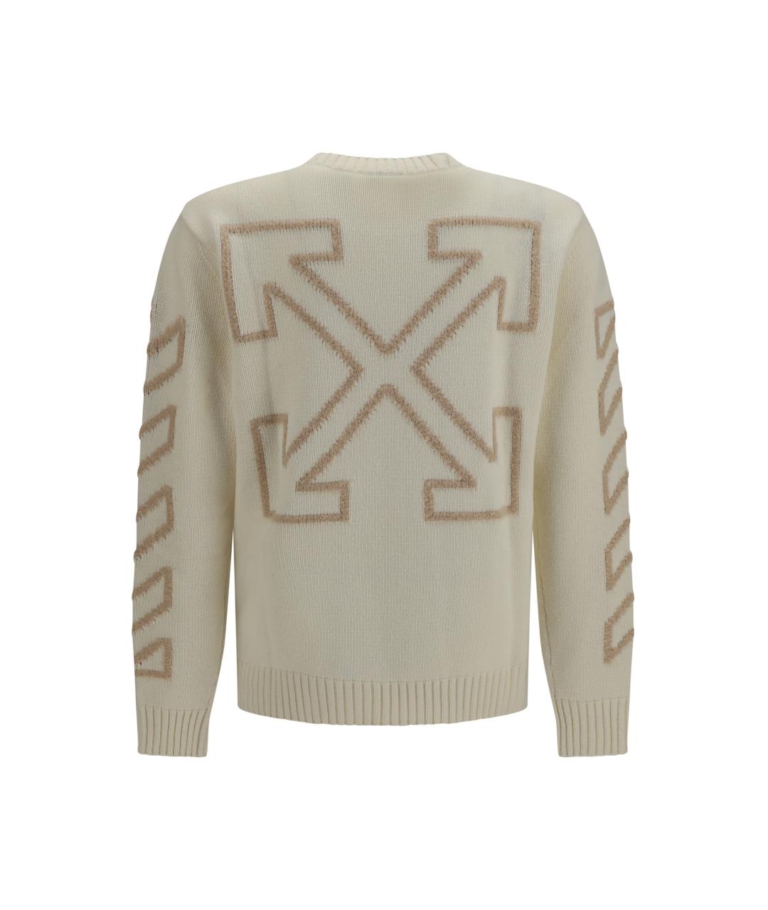 OFF-WHITE Бежевый шерстяной джемпер / свитер, фото 2