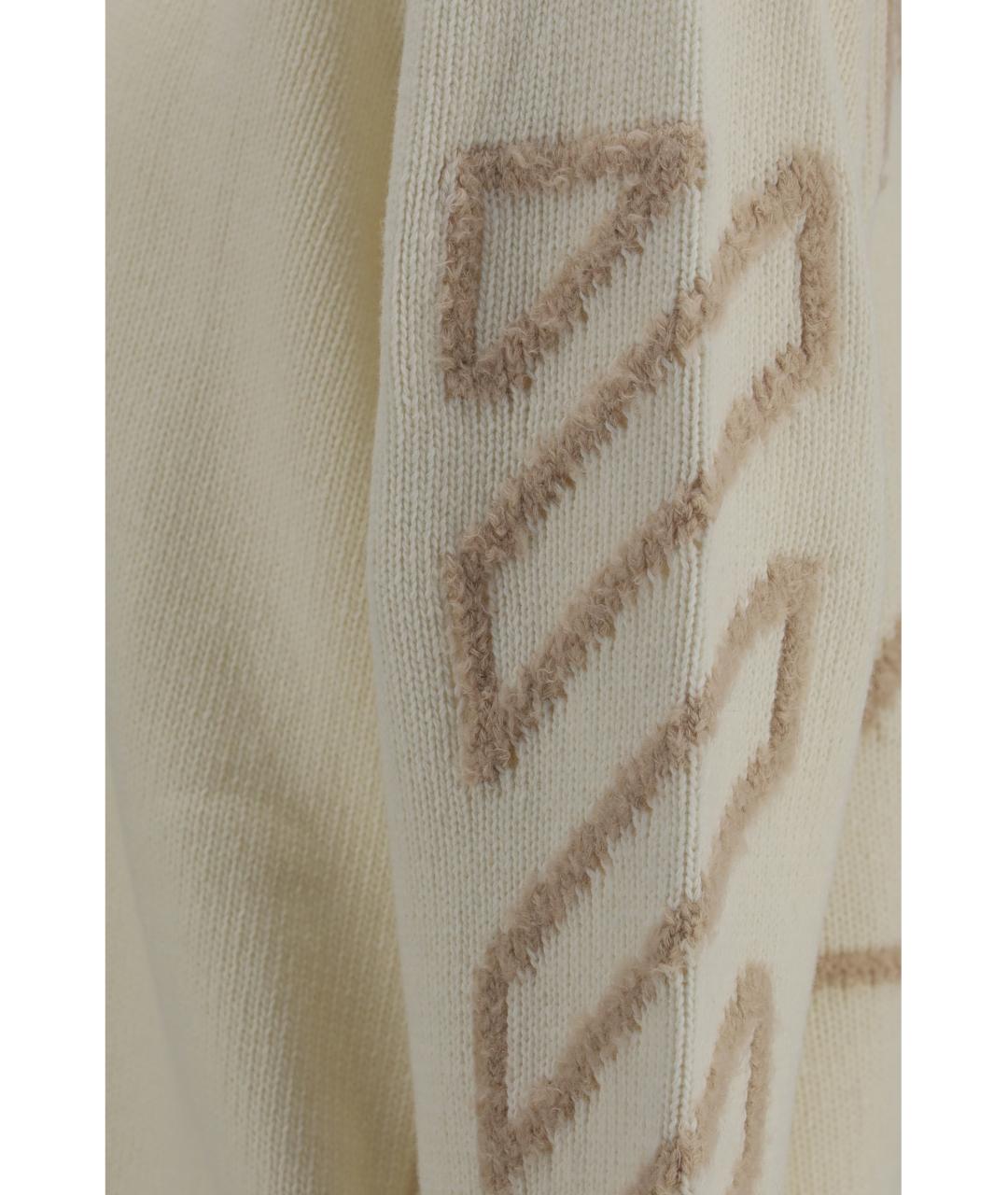 OFF-WHITE Бежевый шерстяной джемпер / свитер, фото 3