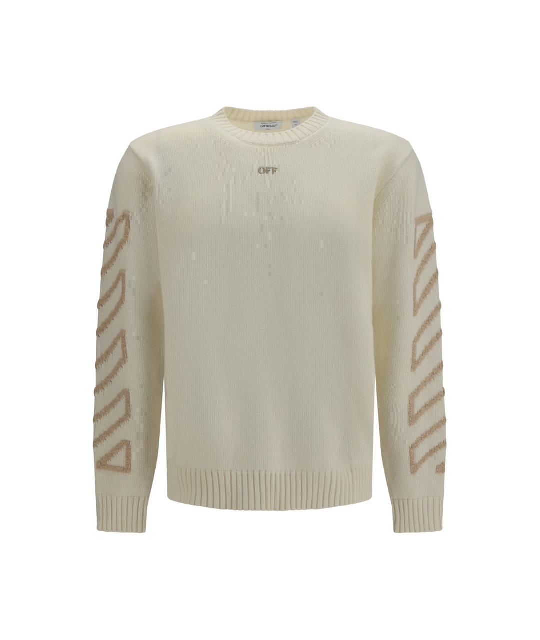 OFF-WHITE Бежевый шерстяной джемпер / свитер, фото 1