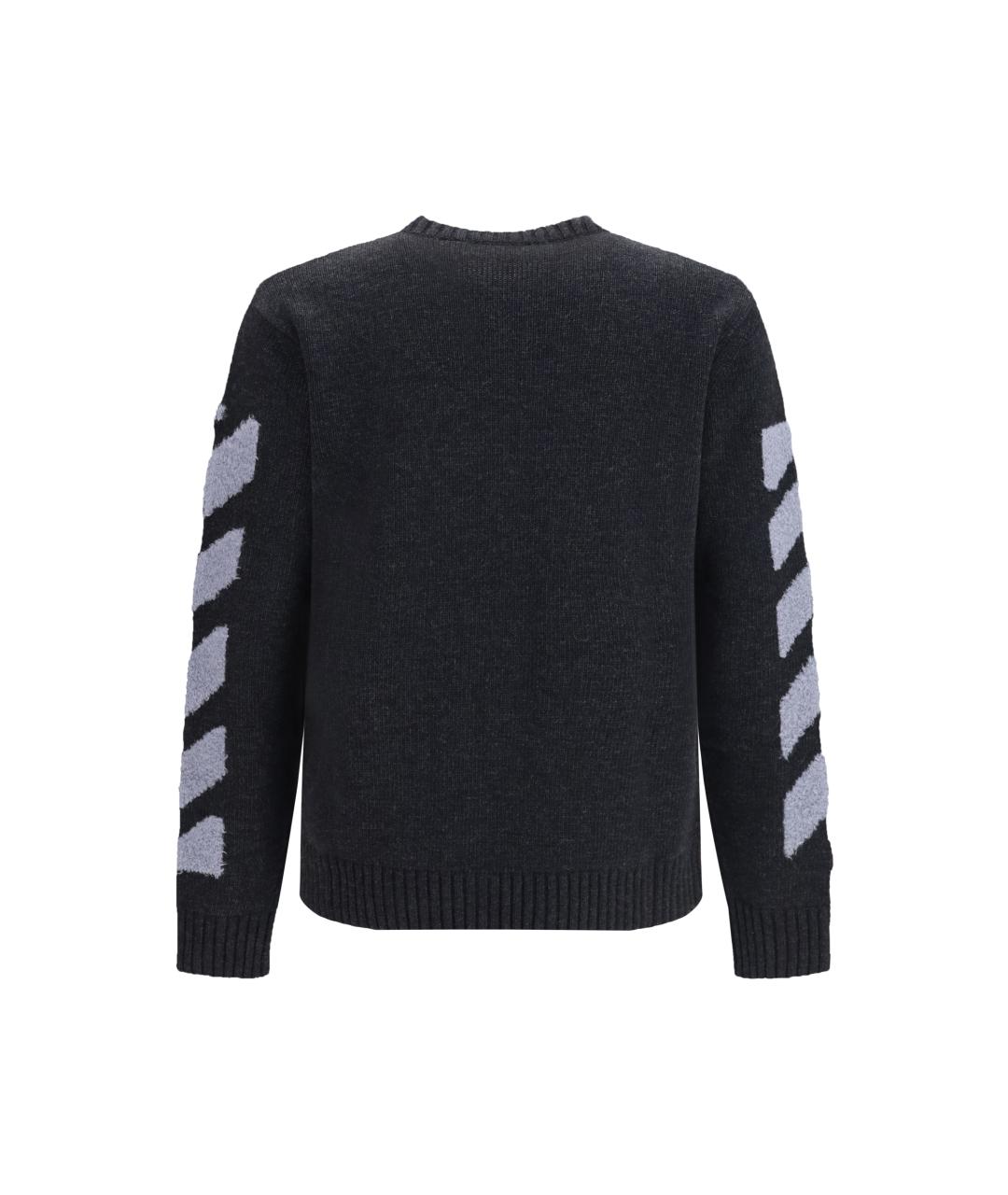 OFF-WHITE Антрацитовый шерстяной джемпер / свитер, фото 2