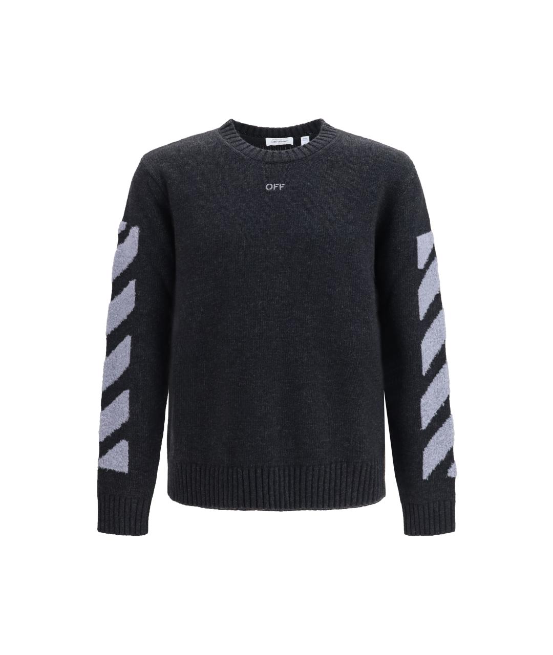 OFF-WHITE Антрацитовый шерстяной джемпер / свитер, фото 1