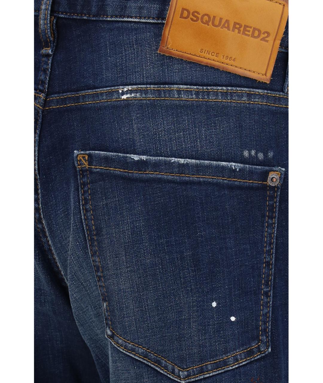 DSQUARED2 Синие хлопковые прямые джинсы, фото 3