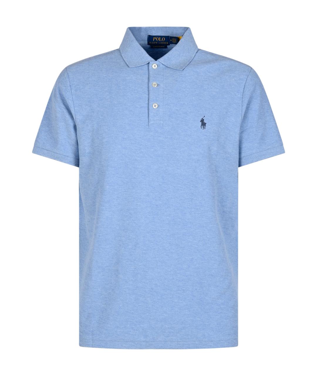 POLO RALPH LAUREN Голубое хлопковое поло с коротким рукавом, фото 1