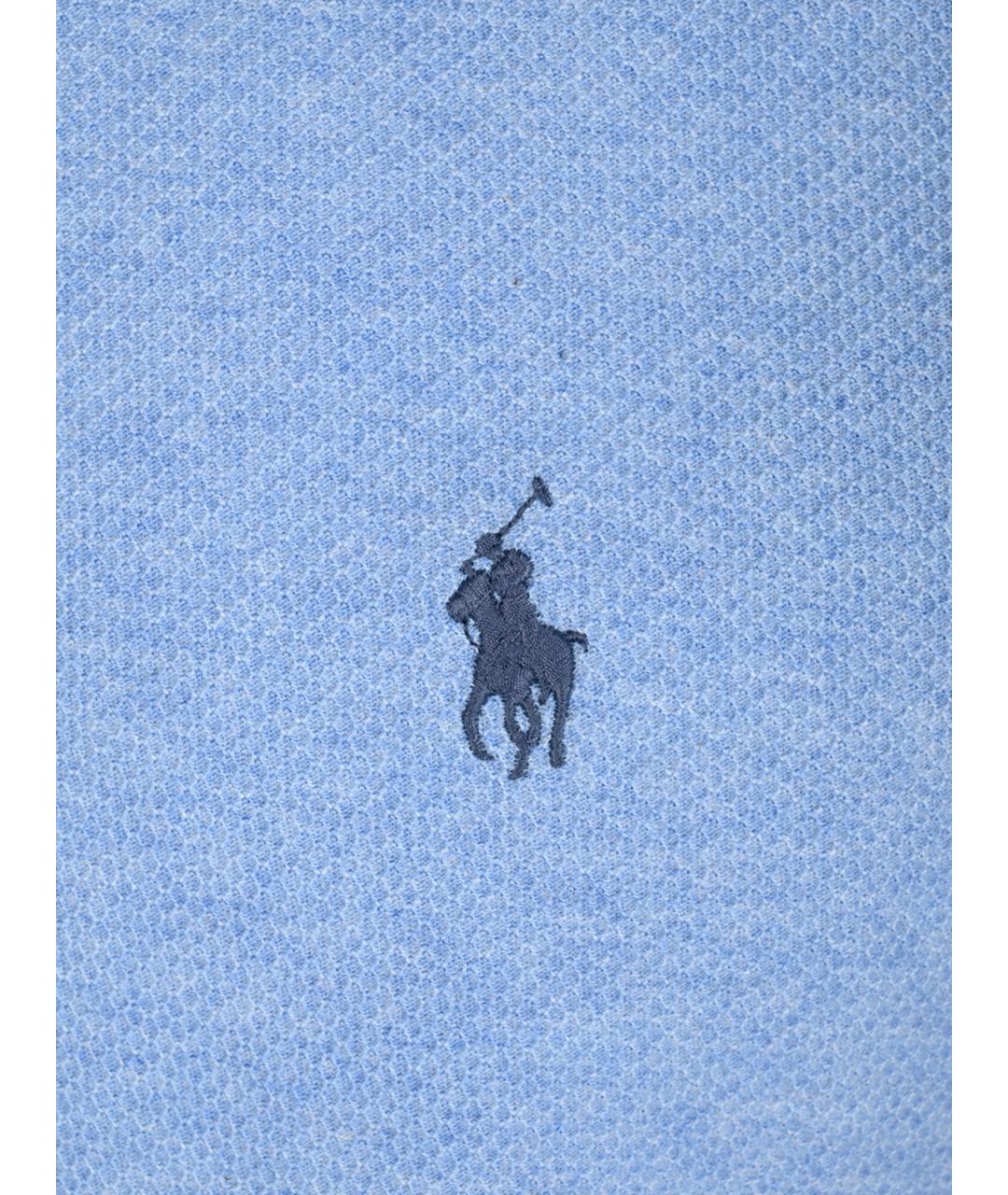 POLO RALPH LAUREN Голубое хлопковое поло с коротким рукавом, фото 3