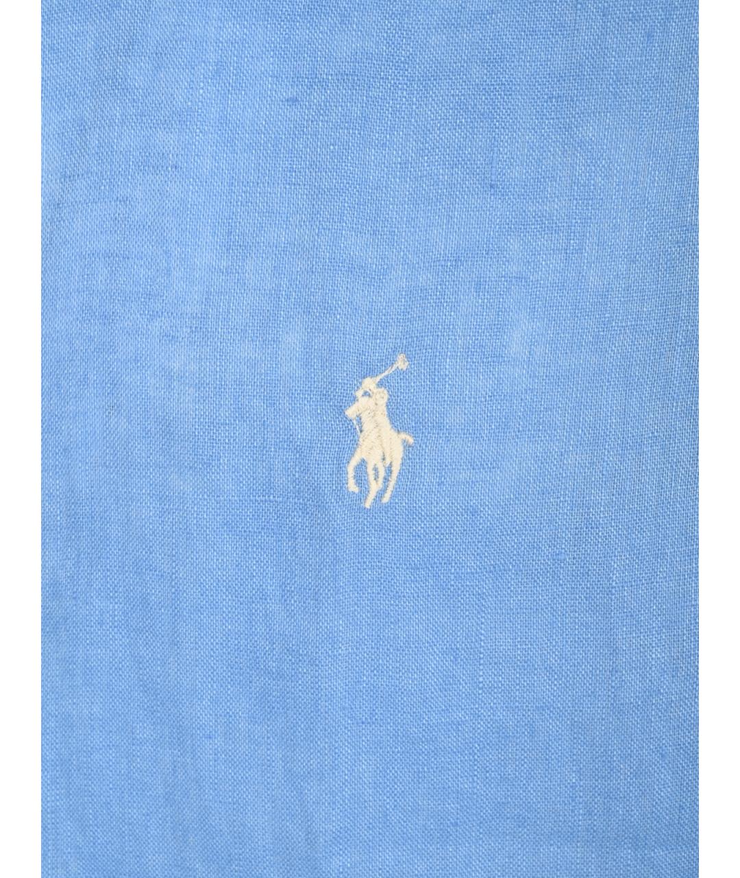 POLO RALPH LAUREN Синяя льняная кэжуал рубашка, фото 3