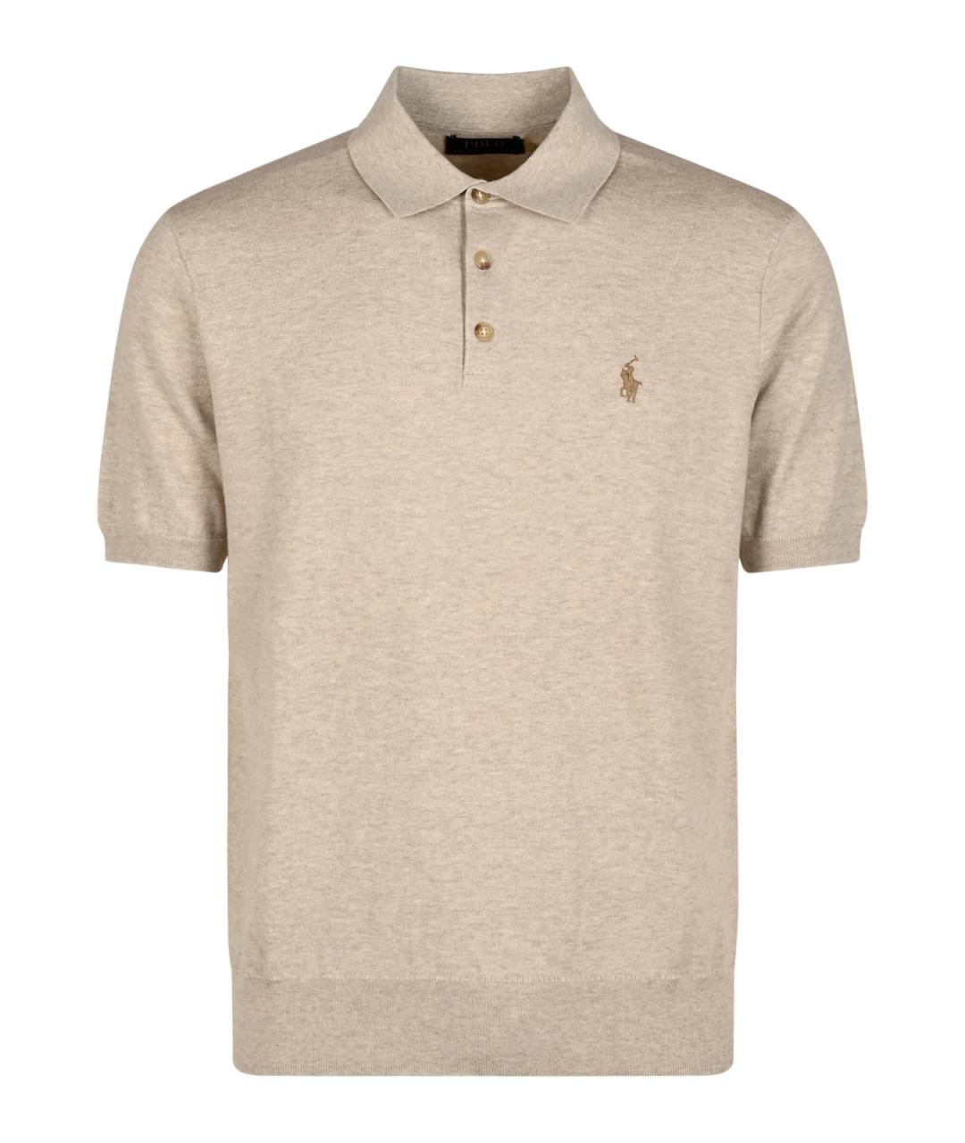 POLO RALPH LAUREN Коричневое хлопковое поло с коротким рукавом, фото 1