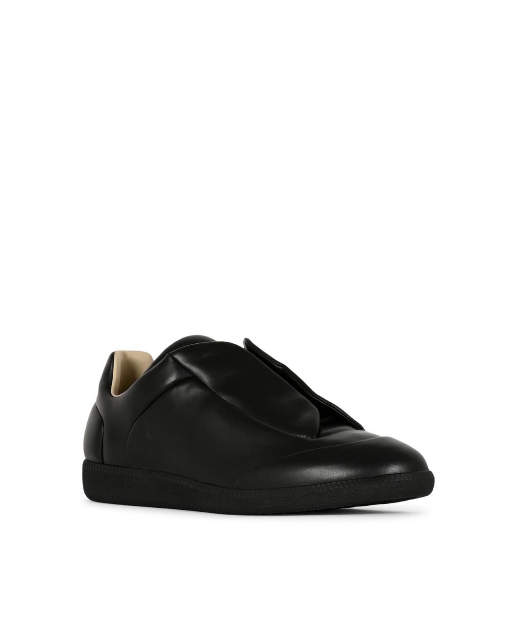 MAISON MARGIELA Черные кожаные низкие кроссовки / кеды, фото 3