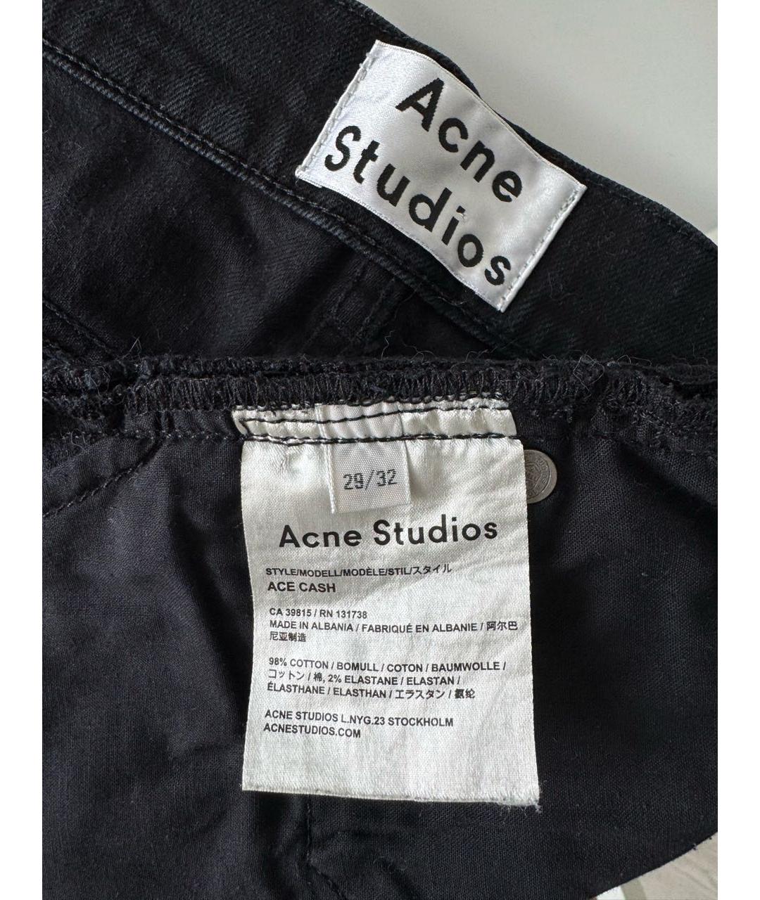 ACNE STUDIOS Черные хлопко-эластановые джинсы скинни, фото 4
