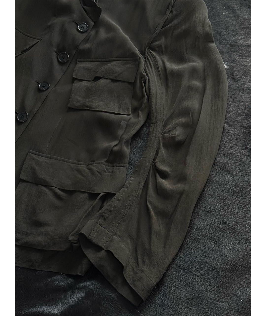 ANN DEMEULEMEESTER Хаки шелковый жакет/пиджак, фото 6