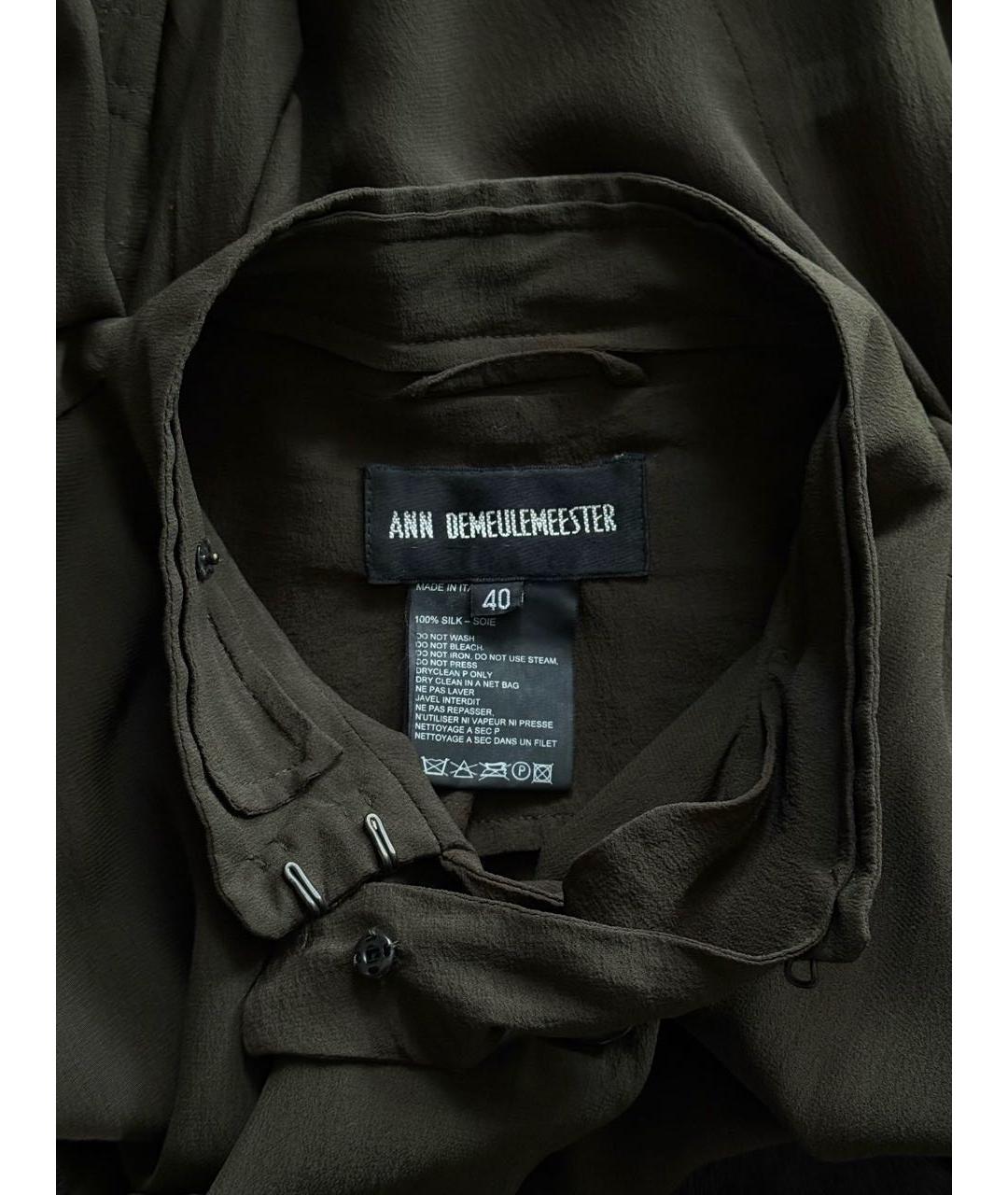 ANN DEMEULEMEESTER Хаки шелковый жакет/пиджак, фото 5