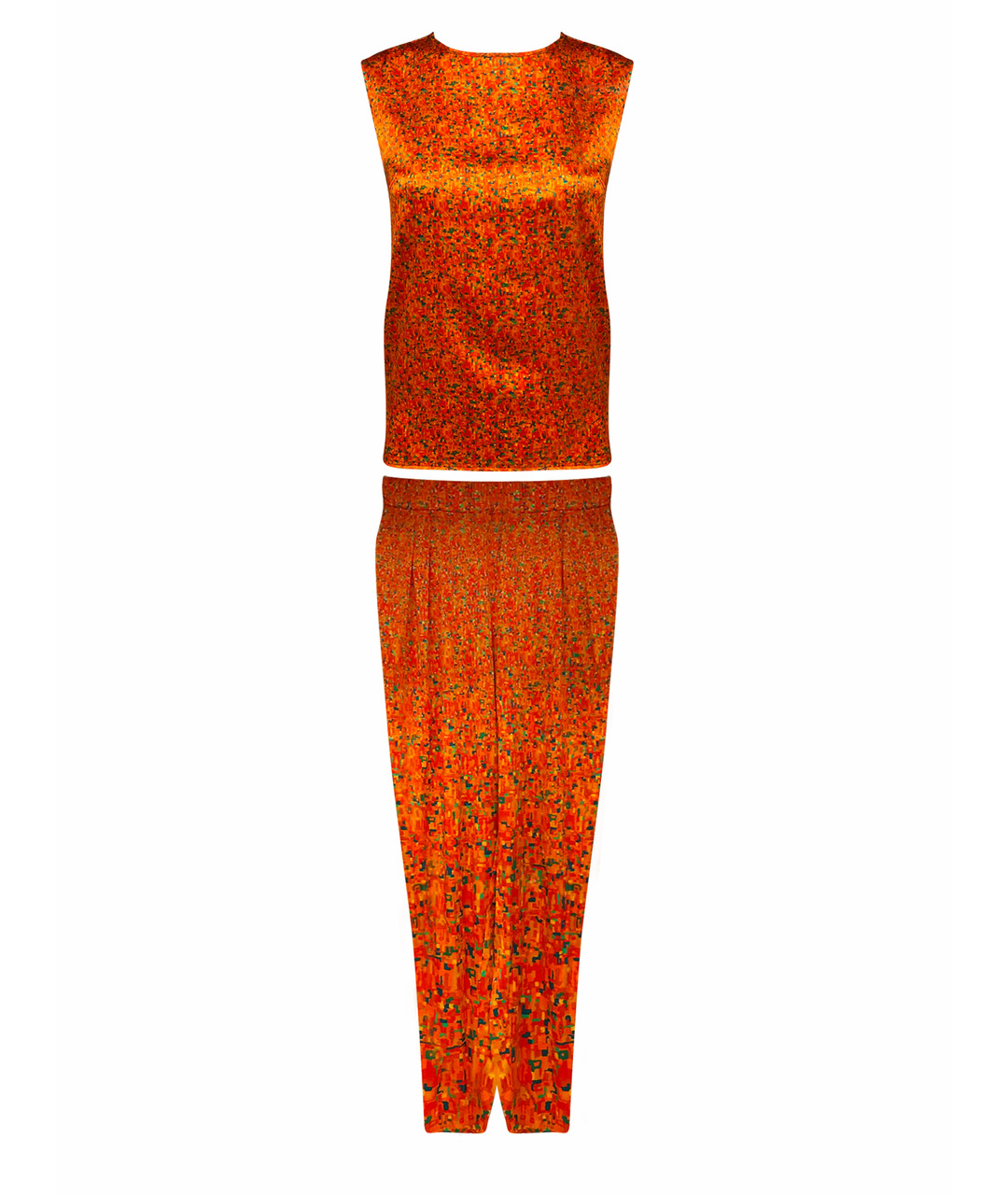 ALEXANDER TEREKHOV Оранжевый шелковый костюм с брюками, фото 1