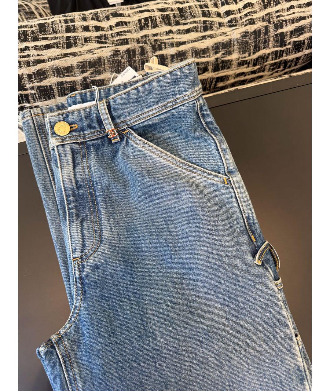 CHANEL Голубые хлопковые прямые джинсы, фото 3