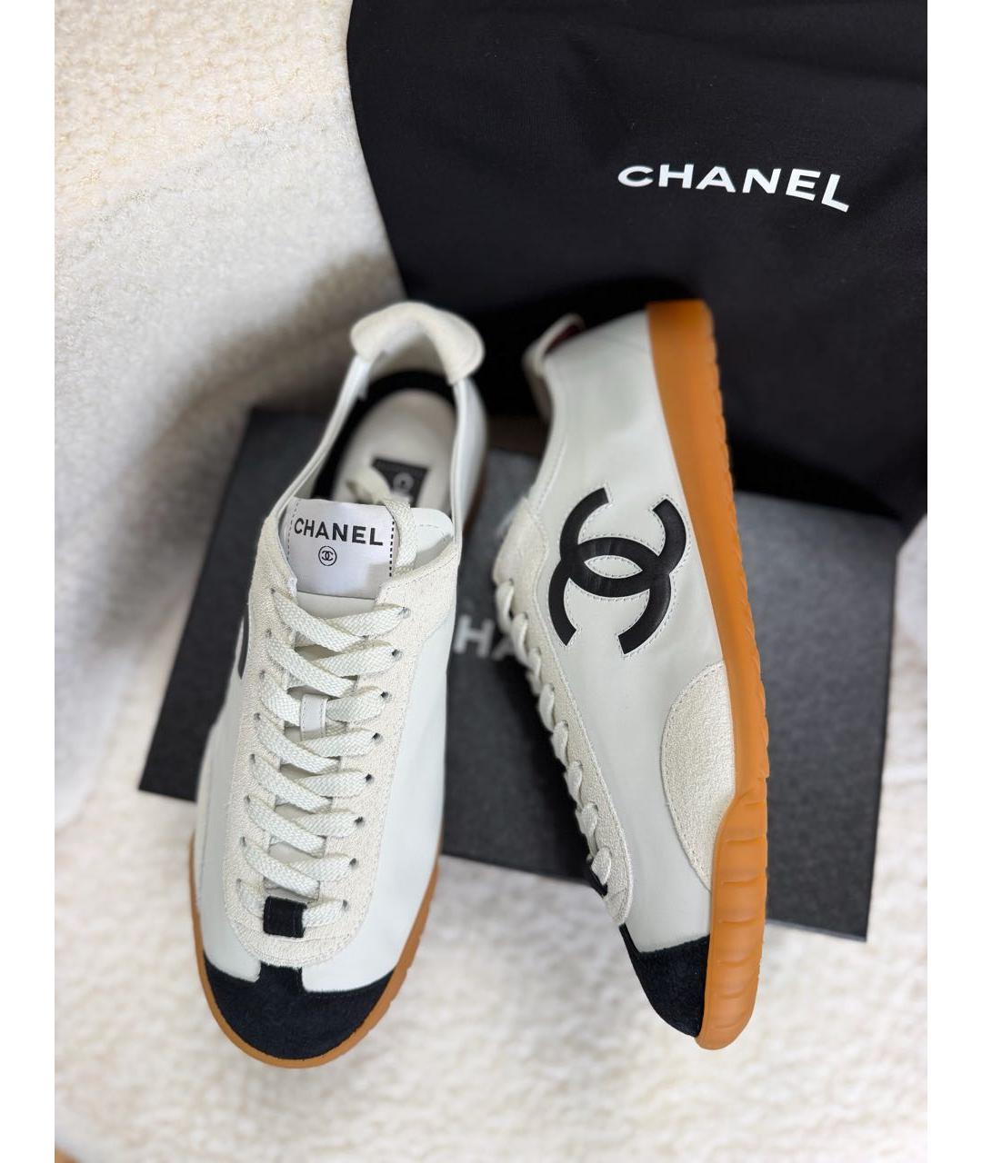 CHANEL Белые кожаные кеды, фото 7