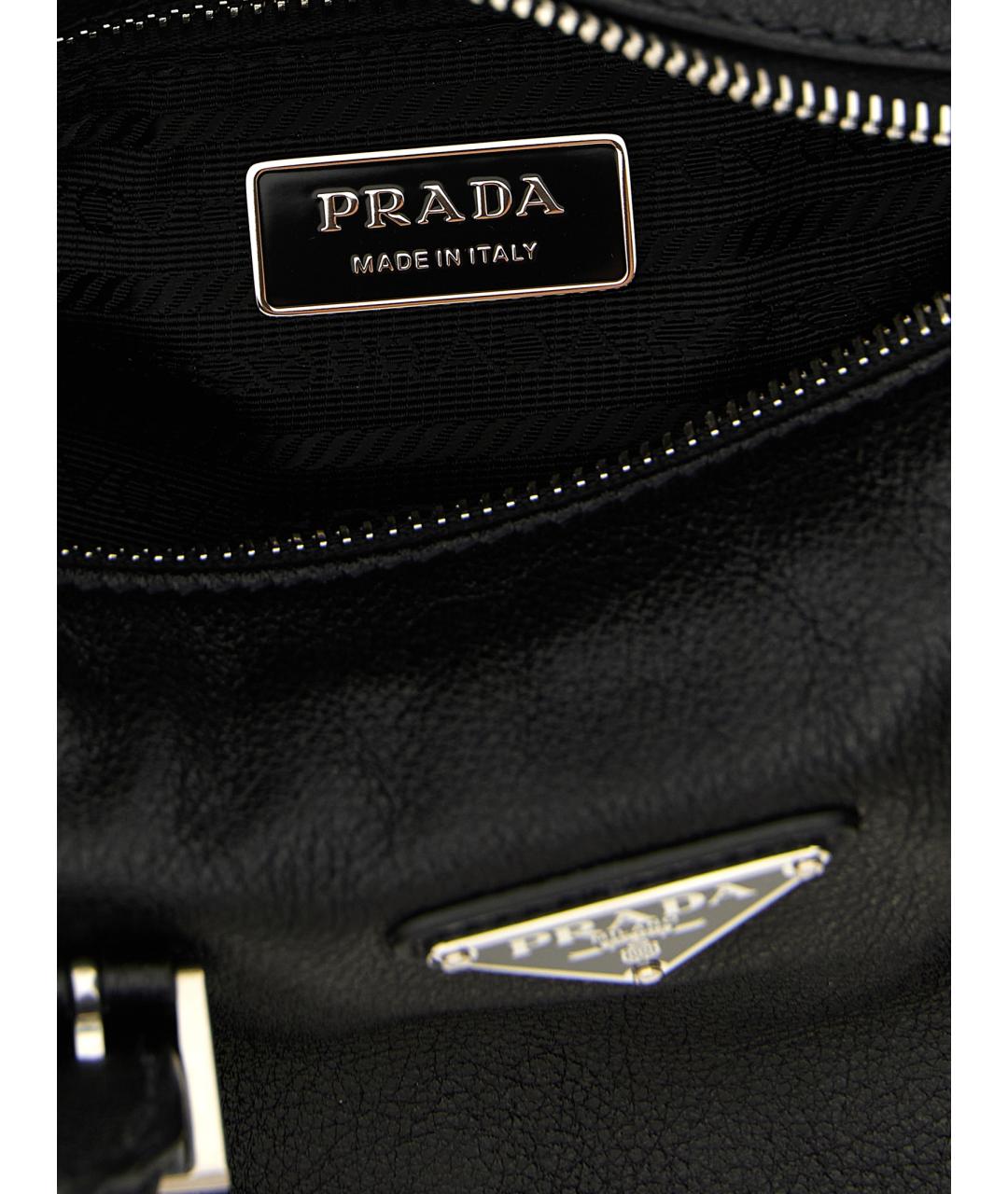 PRADA Черная кожаная сумка тоут, фото 4