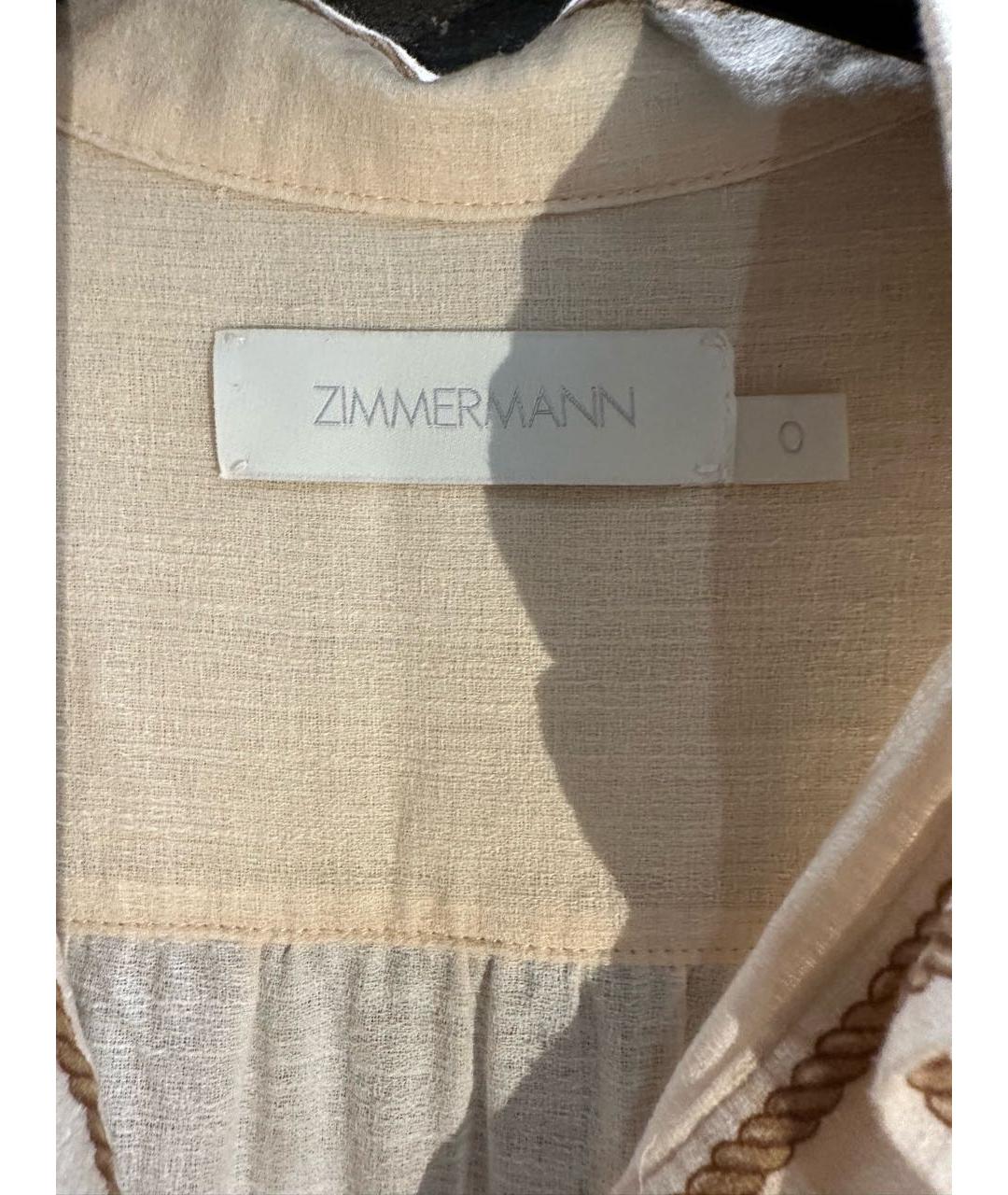 ZIMMERMANN Бежевое хлопковое повседневное платье, фото 3