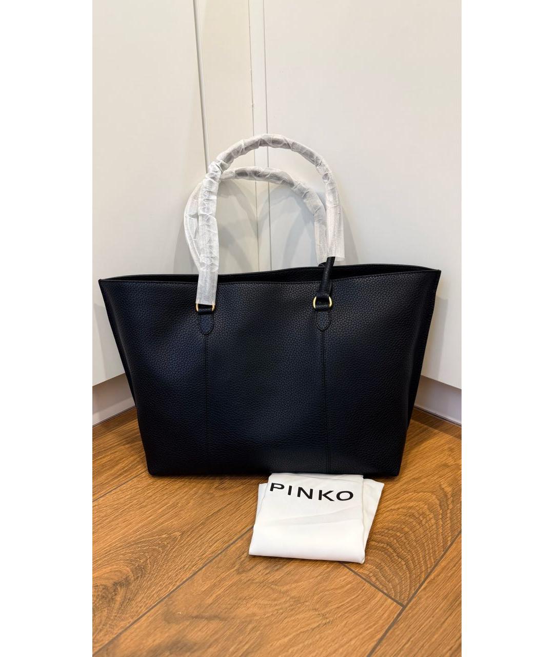PINKO Черная кожаная сумка тоут, фото 3