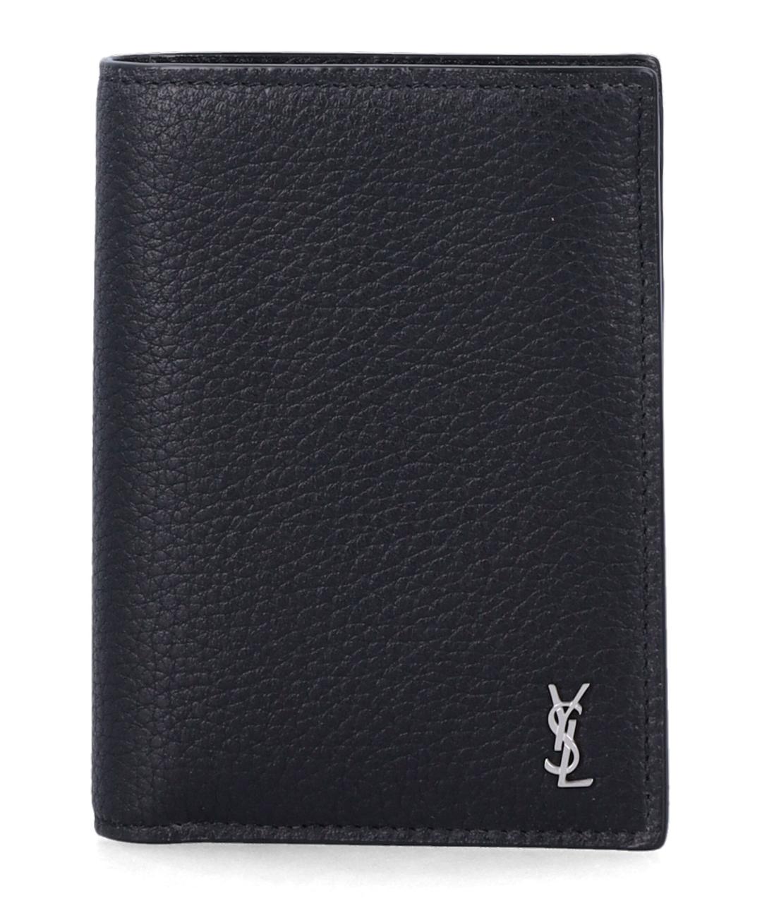 SAINT LAURENT Черный кожаный кошелек, фото 1