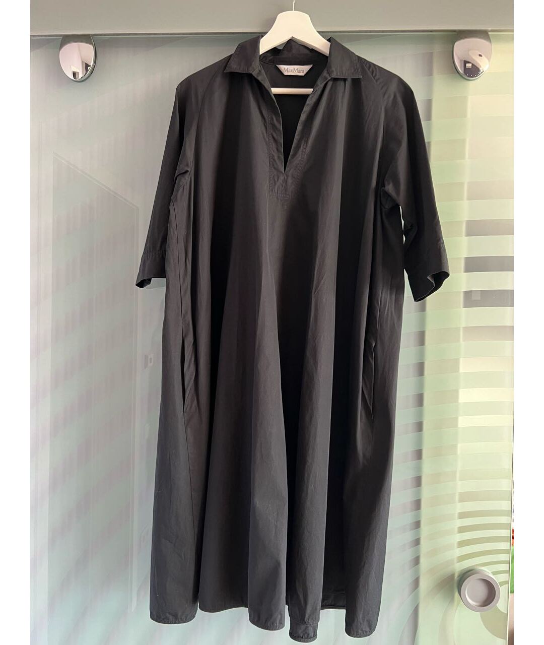MAX MARA Черное хлопковое повседневное платье, фото 7