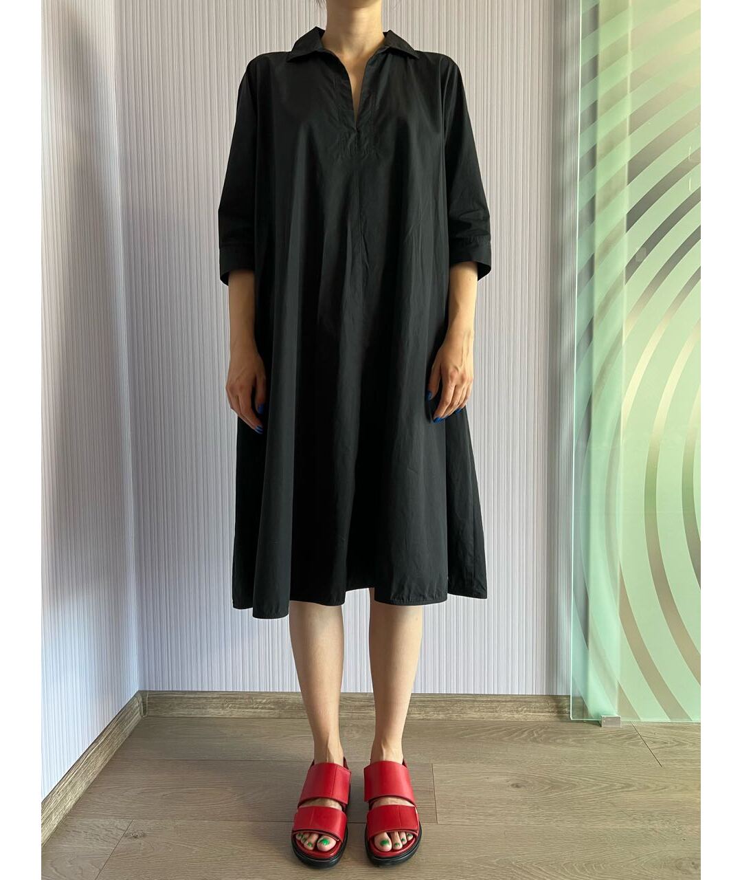 MAX MARA Черное хлопковое повседневное платье, фото 4