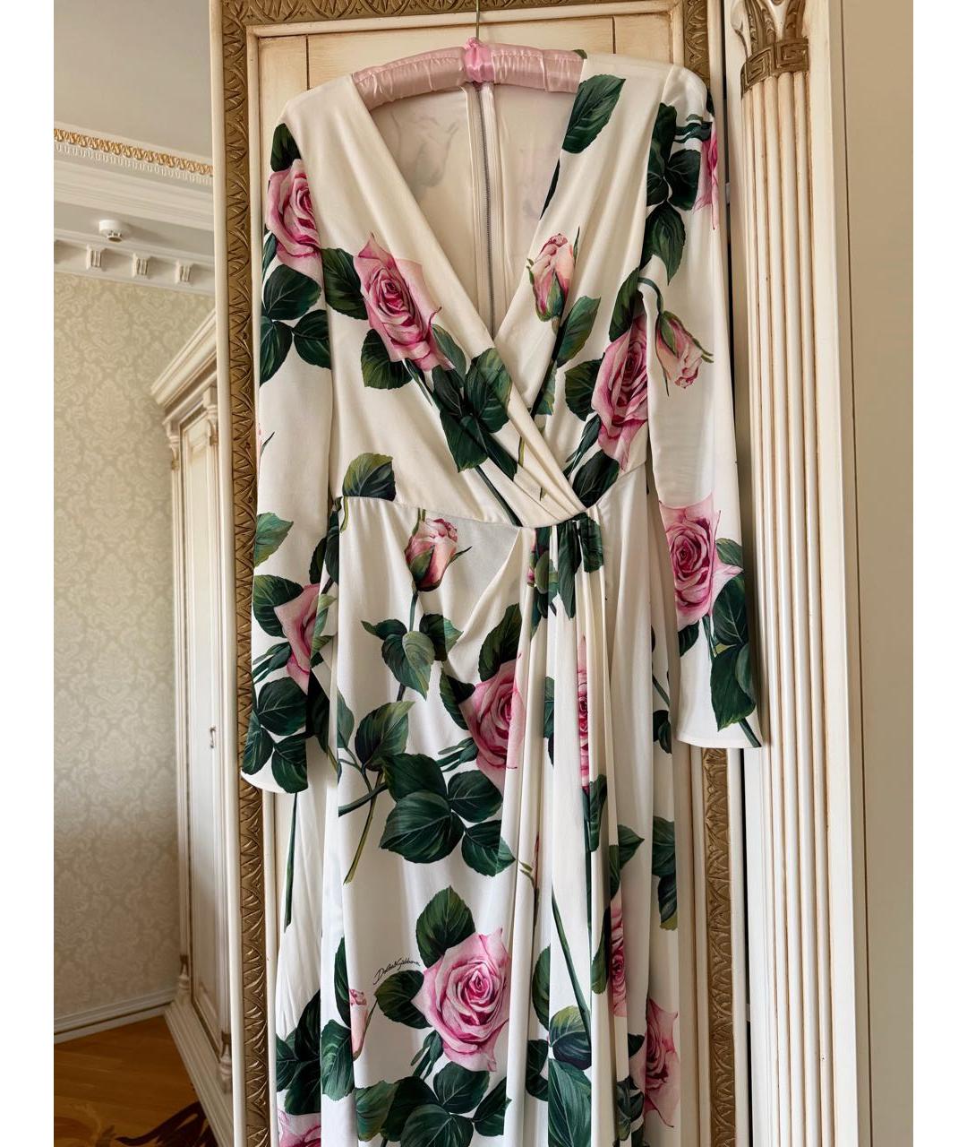 DOLCE&GABBANA Белое вискозное коктейльное платье, фото 5
