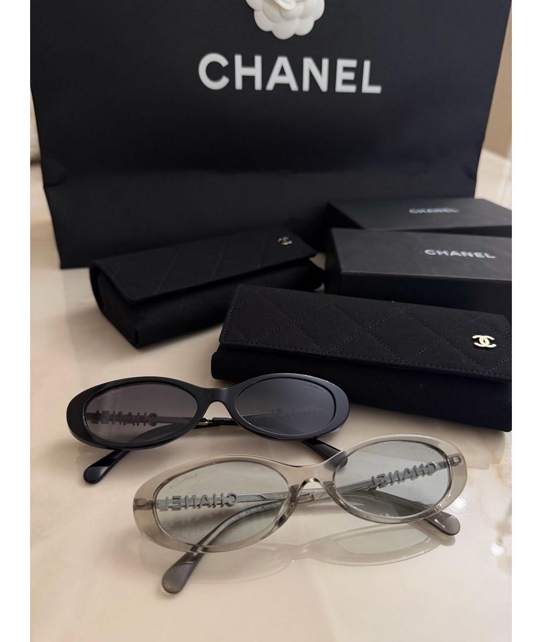 CHANEL Черные пластиковые солнцезащитные очки, фото 3
